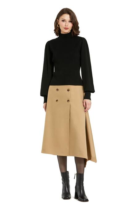 Mac Duggal_Black Turtle Neck Ribbed Knit Sweater _Online_at_Aza_Fashions