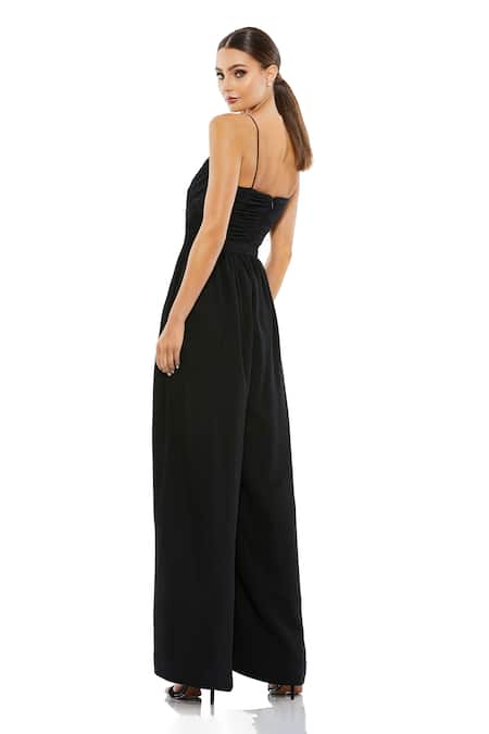 Mac Duggal Pleated Yoke Black Jumpsuit 