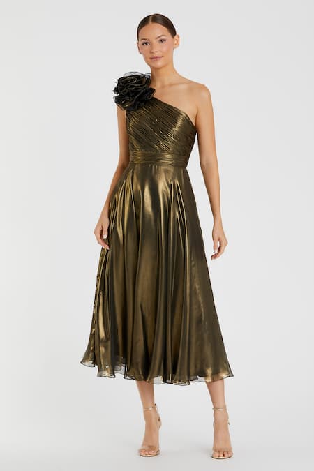 Mac Duggal Metallic One Shoulder Dress 