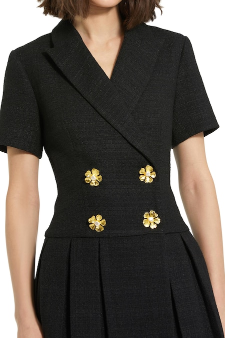 Mac Duggal Black Polyester Embroidery Collared Floral Embellished Blazer Mini Dress Online at Aza Fashions Mac Duggal_Black Polyester Embroidery Collared Floral Embellished Blazer Mini Dress _Online_at_Aza_Fashions