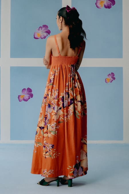Uri By Mrunalini Rao Floral Thread Embroidered Maxi Dress 