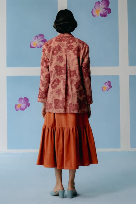 Uri By Mrunalini Rao Floral Textured Embroidered Jacket 
