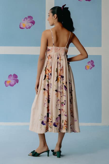 Uri By Mrunalini Rao Blossom Print Strappy Midi Dress 
