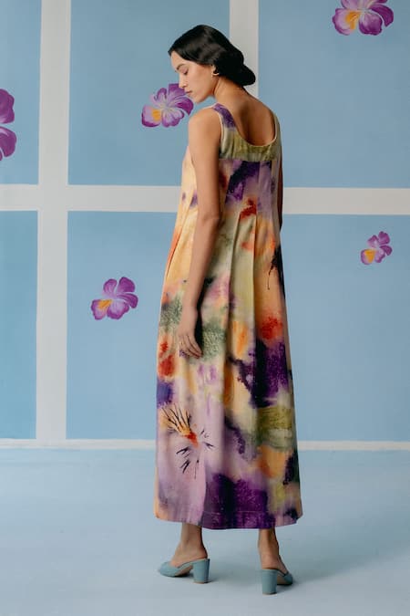 Uri By Mrunalini Rao Multicolor Abstract Print Maxi Dress 