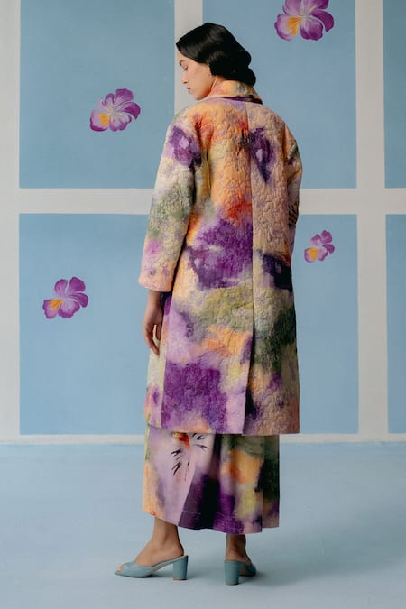 Uri By Mrunalini Rao Multicolor Abstract Print Trench Coat 