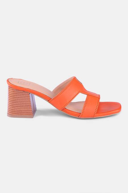 Buy_Heel Your Sole_Orange Cut Work Strap Block Heels _Online_at_Aza_Fashions