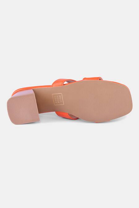 Shop_Heel Your Sole_Orange Cut Work Strap Block Heels _Online_at_Aza_Fashions