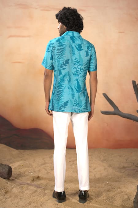 Hilo Design Breezy Leaf Print Shirt With Pant 