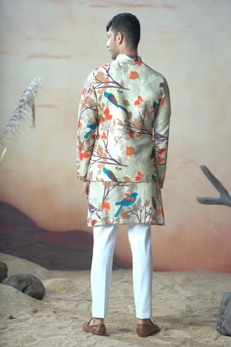 Hilo Design Avescape Print Bundi Kurta Set 