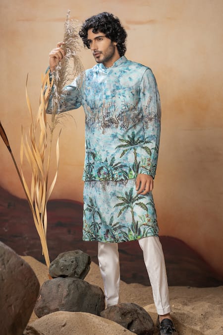 Hilo Design Nirvana Printed Bundi & Kurta Set 