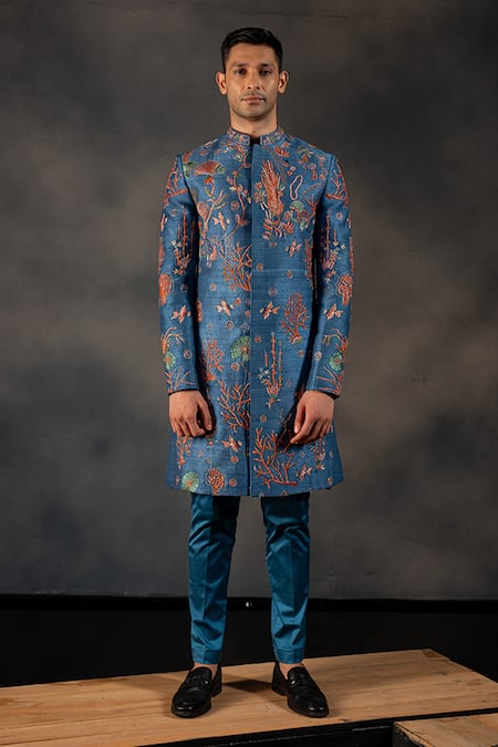 Hilo Design Vogue Zardozi Embroidered Sherwani Set 