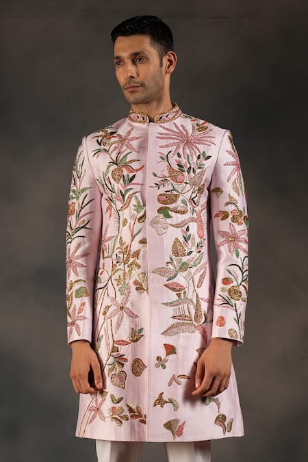 Hilo Design Floral Cutdana Embroidered Sherwani Set 