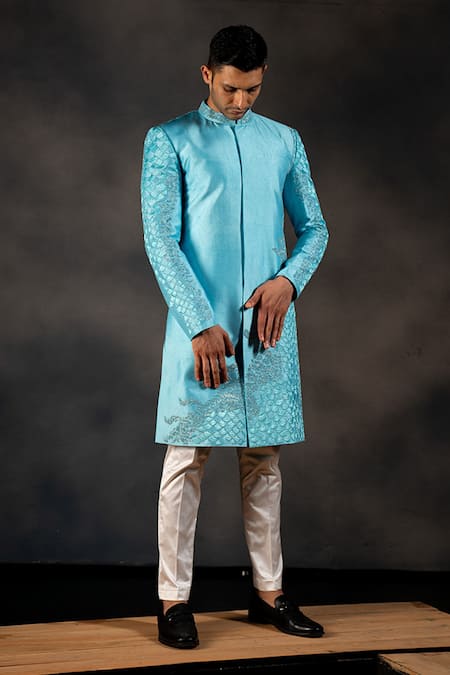 Hilo Design Underwater Bliss Embroidered Sherwani Set 