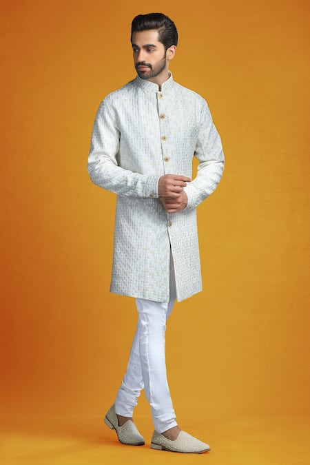 Buy Char Chaand Ivory Silk Embroidery Bullian Bloom Thread Kurta Set Online at Aza Fashions Buy_Char Chaand_Ivory Silk Embroidery Bullian Bloom Thread Kurta Set _Online_at_Aza_Fashions