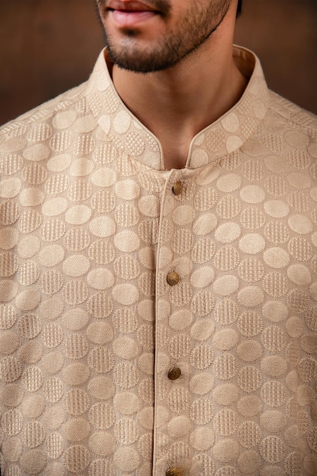 Shop Char Chaand Peach Silk Embroidery Chikankari Kurta Online at Aza Fashions Shop_Char Chaand_Peach Silk Embroidery Chikankari Kurta _Online_at_Aza_Fashions