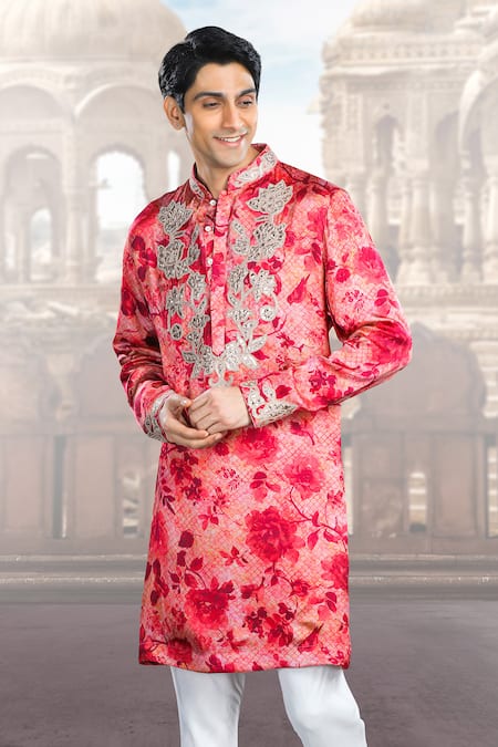 Buy Char Chaand Pink Satin, Silk Embroidery, Mirrors Bagh Jaal Printed And Kurta Online at Aza Fashions Buy_Char Chaand_Pink Satin, Silk Embroidery, Mirrors Bagh Jaal Printed And Kurta _Online_at_Aza_Fashions