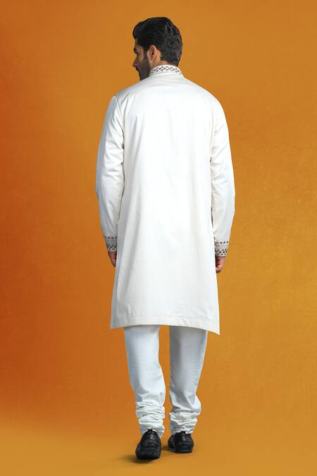 Shop Char Chaand Cream Linen Diamonds Dori And Sheesha Embroidered Kurta at Aza Fashions Shop_Char Chaand_Cream Linen Diamonds Dori And Sheesha Embroidered Kurta _at_Aza_Fashions