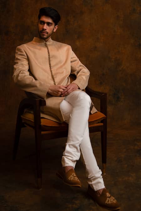 Buy Char Chaand Beige Silk Thread Textured Kurta Online at Aza Fashions Buy_Char Chaand_Beige Silk Thread Textured Kurta _Online_at_Aza_Fashions