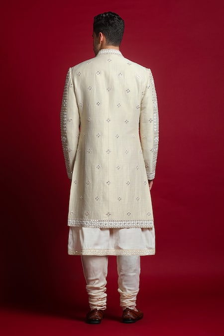 Char Chaand Mirror Embroidered Sherwani Set 