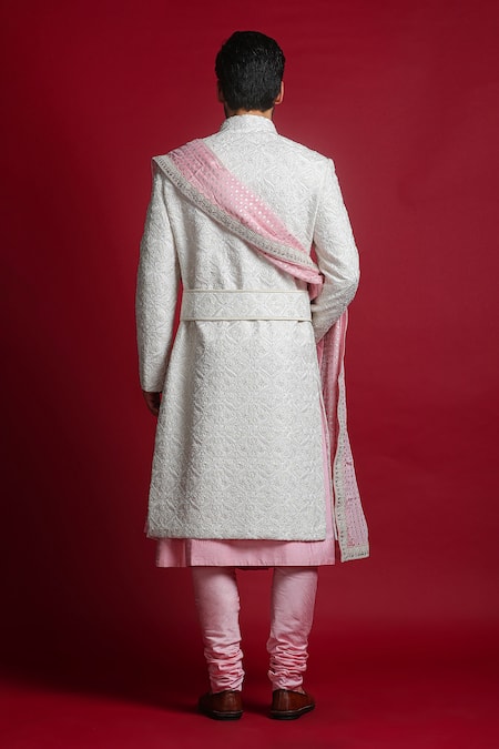 Char Chaand Floral Jaal Embroidered Sherwani Set 