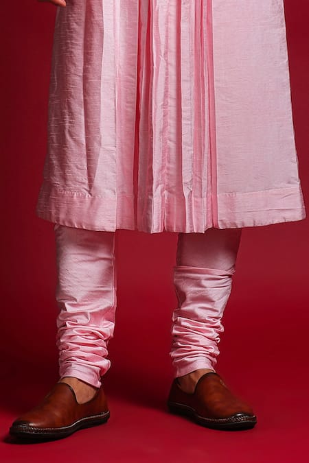 Char Chaand_Pink Silk Sequins, Embroidery, Beads Floral Jaal Sherwani Set _at_Aza_Fashions