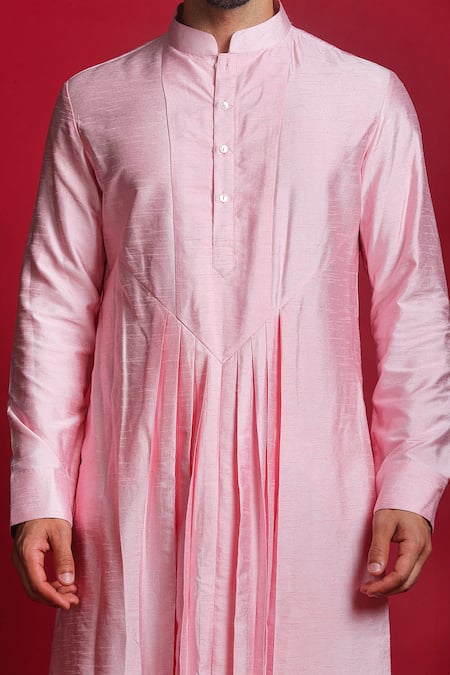 Shop_Char Chaand_Pink Silk Sequins, Embroidery, Beads Floral Jaal Sherwani Set 