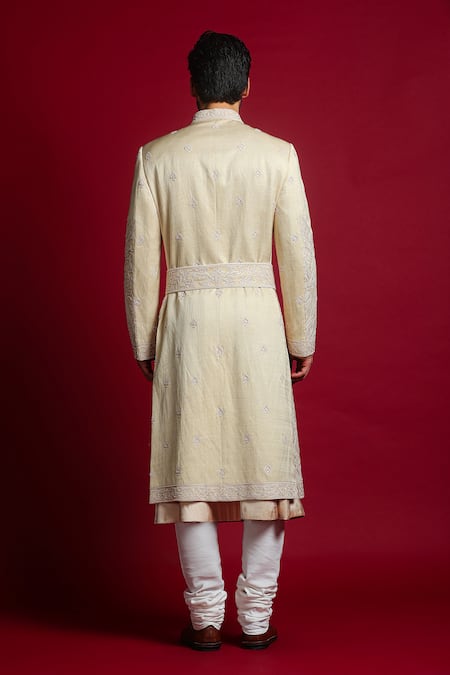 Char Chaand Mughal Motif Embroidered Sherwani Set 