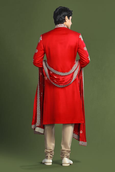 Char Chaand Floral Zardozi Sherwani Set 