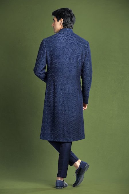 Char Chaand Geometric Embroidered Sherwani & Pant Set 