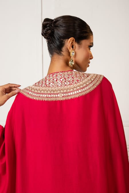 Oshi By Shikha Embroidered Yoke Kaftan & Pant Set 