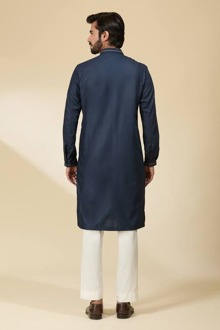 Ankita Shahabadi Navy Abstract Placement Embroidered Kurta 