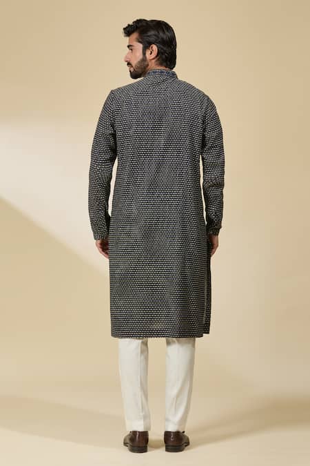 Ankita Shahabadi Navy Thread Woven Kurta 