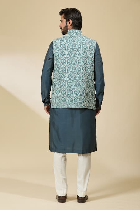 Ankita Shahabadi Floral Bead Embroidered Nehru Jacket 