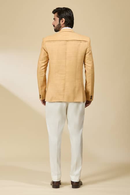 Ankita Shahabadi Floral Embroidered Yellow Blazer 