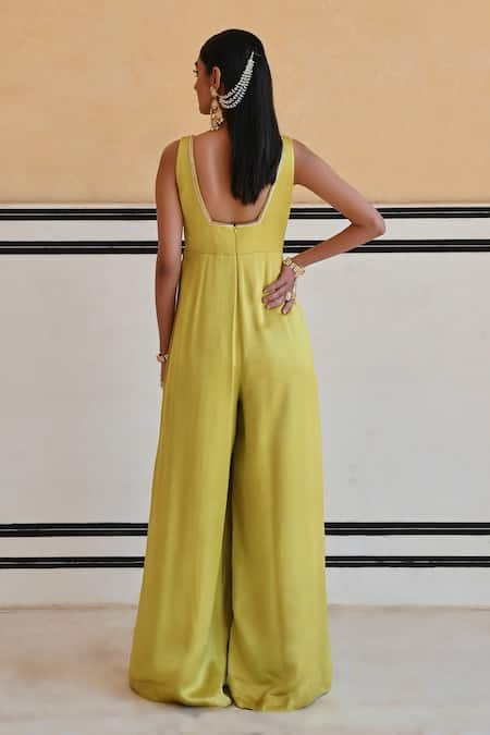 EASE Floral Zardozi Embroidered Jumpsuit 