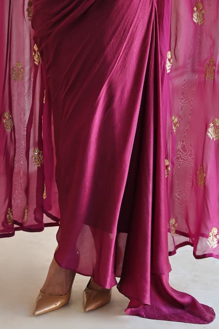 Buy Ease Magenta Silk, Viscose Sequins, Zari Sweetheart Neck, Embroidered Cowl Skirt Set Online at Aza Fashions Buy_Ease_Magenta Silk, Viscose Sequins, Zari Sweetheart Neck, Embroidered Cowl Skirt Set _Online_at_Aza_Fashions