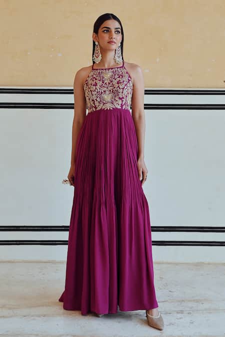 EASE Embroidered Anarkali Set with Dupatta 