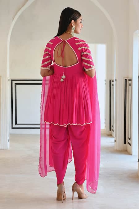 EASE Floral Embroidered Peplum Kurta Set 