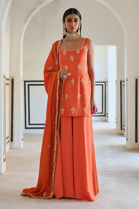 Ease Embroidered Butti Kurta Sharara Set 