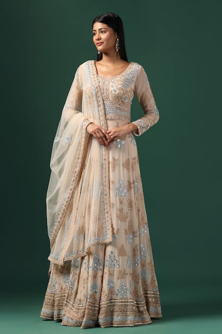 Two Sisters By Gyans Thread & Stone Embroidered Anarkali With Dupatta 