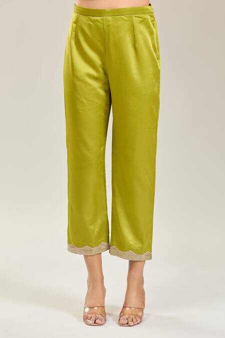 Buy Prisho Green Silk Embroidery Round Neck Floral Resham Kaftan Set Online at Aza Fashions Buy_Prisho_Green Silk Embroidery Round Neck Floral Resham Kaftan Set _Online_at_Aza_Fashions