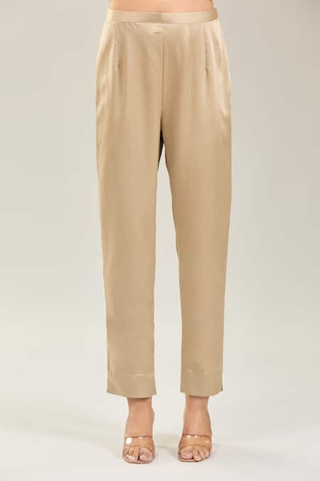 Buy_Prisho_Cream Silk, Cotton Tassels Round Neck Floral Embroidered Kaftan And Pant Set 