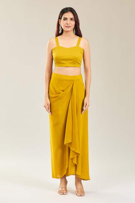 Prisho Yellow Organza Embroidery Sweetheart , Round Floral Kaftan Set Online at Aza Fashions Prisho_Yellow Organza Embroidery Sweetheart , Round Floral Kaftan Set _Online_at_Aza_Fashions