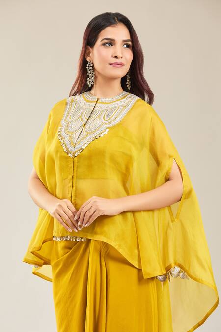 Buy Prisho Yellow Organza Embroidery Sweetheart , Round Floral Kaftan Set Online at Aza Fashions Buy_Prisho_Yellow Organza Embroidery Sweetheart , Round Floral Kaftan Set _Online_at_Aza_Fashions
