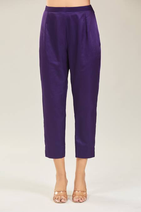 Buy Prisho Purple Cotton, Chiffon Embroidery Round Neck Floral Kurta Set Online at Aza Fashions Buy_Prisho_Purple Cotton, Chiffon Embroidery Round Neck Floral Kurta Set _Online_at_Aza_Fashions