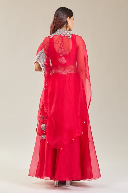 Prisho Kairi Embroidered Cape Lehenga Set 
