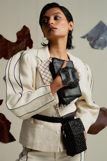 Shop Econock Studio Black Khai Handcrafted Wristlet Bag at Aza Fashions Shop_Econock Studio_Black Khai Handcrafted Wristlet Bag _at_Aza_Fashions