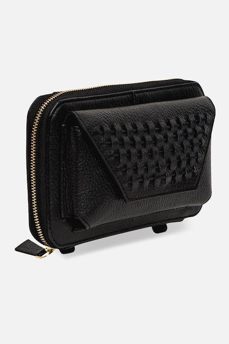 Econock Studio Black Basket Weave Wallet Online at Aza Fashions Econock Studio_Black Basket Weave Wallet _Online_at_Aza_Fashions