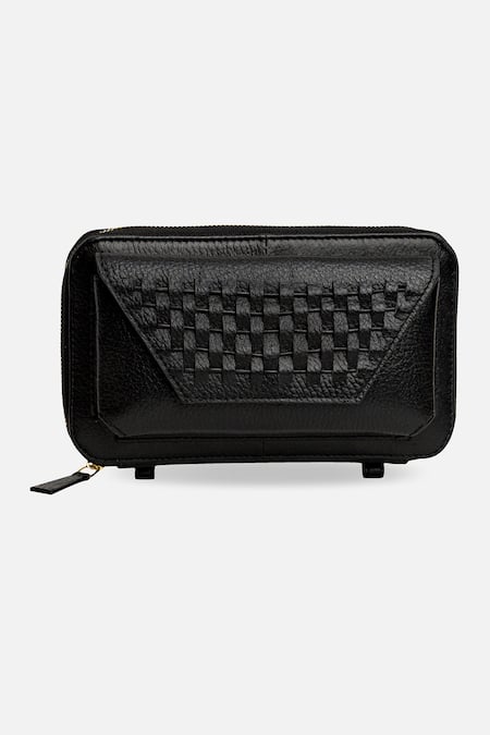 Econock Studio Black Basket Weave Wallet at Aza Fashions Econock Studio_Black Basket Weave Wallet _at_Aza_Fashions