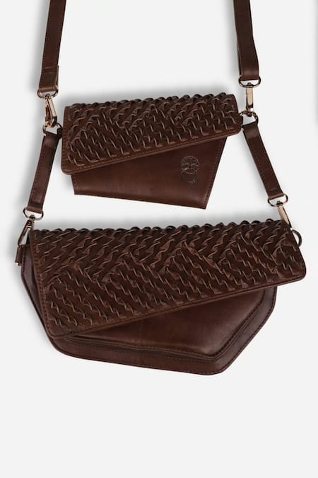 Shop Econock Studio Brown Leather Modular Bag System at Aza Fashions Shop_Econock Studio_Brown Leather Modular Bag System _at_Aza_Fashions